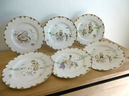 Six assiettes plates faience - plates,