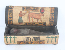 ANCIENNE BOÎTE PHARAONIQUE EN BOIS USHABTI FERMIER ÉGYPTIEN (AZ)