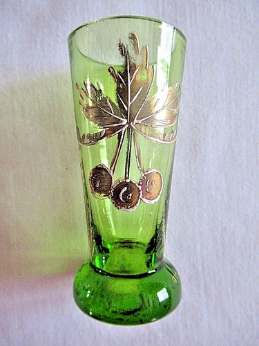 Ancien verre liqueur emaille - verre,