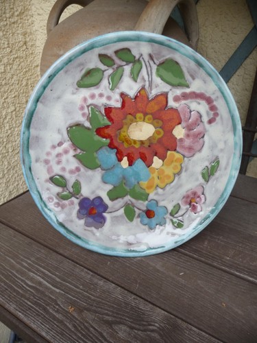 Assiette céramique fleurs - assiette,