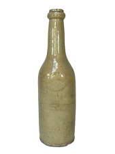 BOUTEILLE À BIÈRE ANCIENNE en grès ÉMAILLÉ  XXème H:28cm