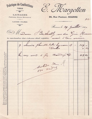 Roanne fabricant margotton - 42,