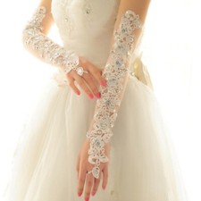 Femmes Dentelle Strass Long