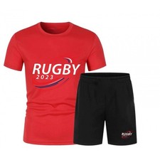 Ensemble maillot et short de Rugby enfant rouge