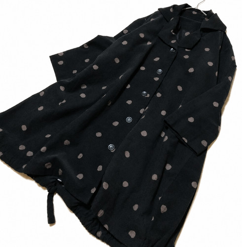 Manteau long motif pois col - manteau,