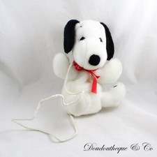 Sac bandoulière peluche chien Peanuts Snoopy blanc noir vintage 1988 25 cm (MO)