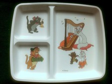 Assiette rectangulaire 3 cases "Aristochats"Disney MELAMINE VINTAGE Rare