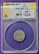 1861 Seated Liberty Dime. In