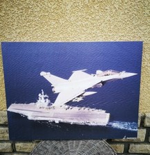 Rare Tableau sur Toile DASSAULT AVIATION Rafale Porte-Avion 76x56cm