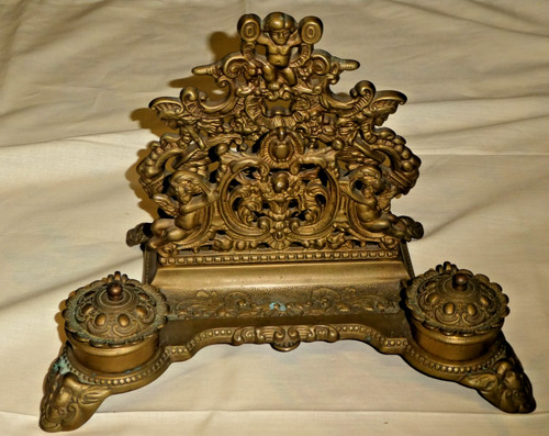 Encrier bronze angelots - encrier,