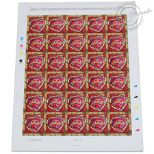 FEUILLE TIMBRES POSTE AUTOADHÉSIFS N°72 SAINT VALENTIN CŒURS DE SCHERRER 2006