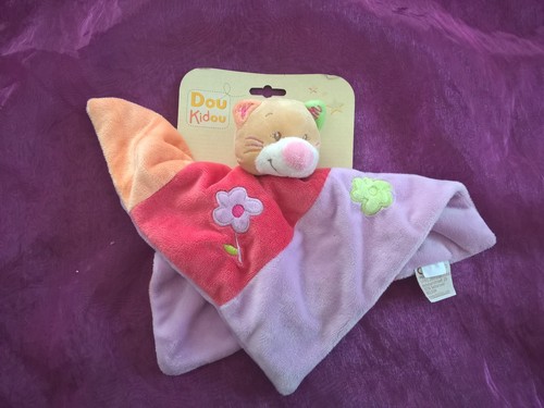 Doudou plat chat vert - , rouge