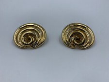 PAIRE DE BOUCLES D OREILLES CLIPS PIERRE LANG METAL DORE RONDES EN SPIRALE W61