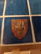 Auto Ancienne Plaque De Calandre émaillée Union Nationale Automobile / Mascotte