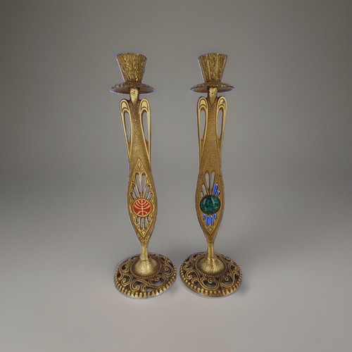 Paire bougeoirs laiton - bougeoirs,