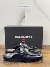 HALMANERA Sabot En Cuir Noir Mules Luxe Fabriqué En Italie Femme 37