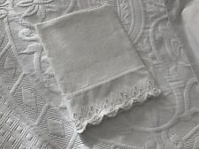 Linge Ancien Drap De Petit Lit Ou Berceau En Métis Et Dentelle Brodée