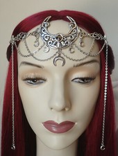 Crescent Moon Silver Celtic Knot Crown Circlet Headpiece Headdress Gothic Wiccan