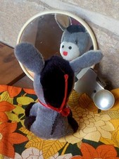 PETIT MIROIR ROND DOUBLE FACE PLASTIQUE VINTAGE FIXATION PINCE