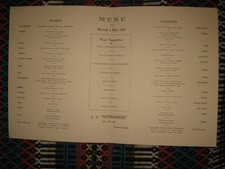 menu paquebot Normandie diner