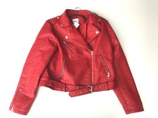 Sexy Biker Red jacket XL Rot manteau veste kunstleder jacke CD TV belt perfecto