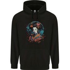 Hoodie Pour Homme Geisha Avec Fleurs Fantaisie 80% Coton