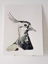 Vanneau huppé AQUARELLE ORIGINALE Portrait d'oiseau Campagne Peinture