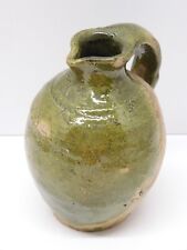 -JOLI ancien PETIT CRUCHON CRUCHE TERRE CUITE émail VERT CHAPELLE des POTS D