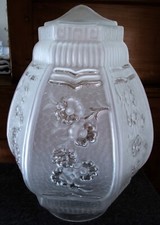 Ancien globe tulipe verre opaque et transparent lustre suspension 28 cm ART DECO