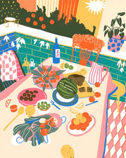 Affiche de cuisine colorée audacieuse art mural de table à fruits -...