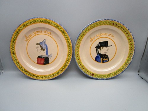 Paire assiettes anciennes en - paire, d'assiettes