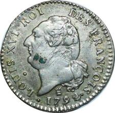 T1813 Rare Constitution 15 sols Louis XVI 1792 I Limoges Argent Silver Superbe