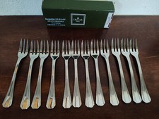 12 FOURCHETTES A  DESSERT CHRISTOFLE MODELE PALME.BOREAL. ACIER - TBE