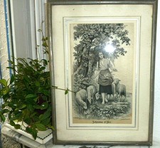 SOIE TISSEE  NEYRET,  JEANNE D'ARC  encadrée, 19e S, LEMATTE