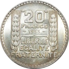 S7969 20 Francs Turin 1933 PCGS MS64 Argent Silver ->Faire Offre