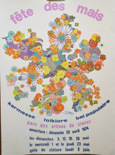 Affiche originale ancienne 1974 Fête des Mais - Arènes de Cimez à Nice /RS580