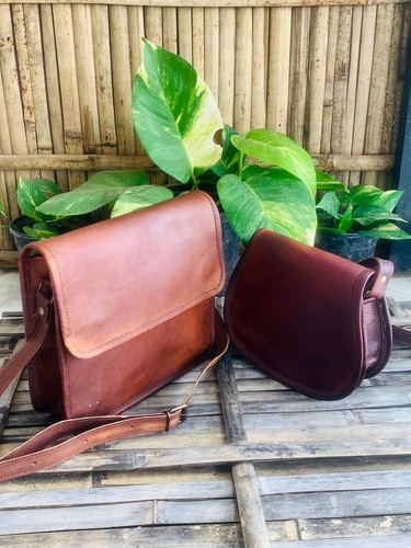 Vintage chèvre cuir besace - cuir,