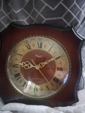horloge murale vintage flash bois et laiton fonctionne parfaitement 