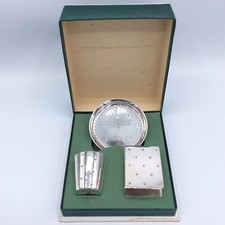 Nécessaire de fumeur en métal argenté Christofle à décor d’étoiles Art Déco