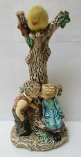 Sculpture arbre oiseau perroquet enfant faience vintage ceramique no PUTTI