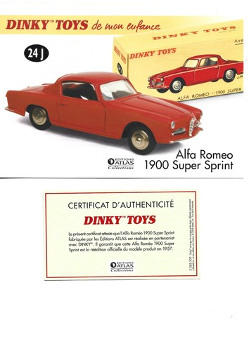 Dinky toys fiche certificat - fiche,