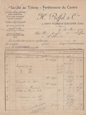SAINT FLORENT SUR CHER H RIFFET SOCIETE DE TOLERIE FERBLANTERIE DU CENTRE 1922