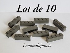 Lot de 10 Briques Lego 3010 Brick 1 x 4 Old Dark Gray Brique 4x1 1x4 Gris Foncé