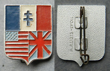LIBÉRATION WW2, DRAPEAUX FRANCE USA GREAT BRITAIN, 20x25mm ALU PEINT AUGIS LYON