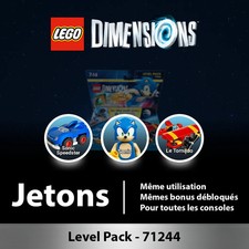 Lot 3 Jetons • Lego Dimensions • SONIC • Sonic + Sonic Speedster + Le Tornado