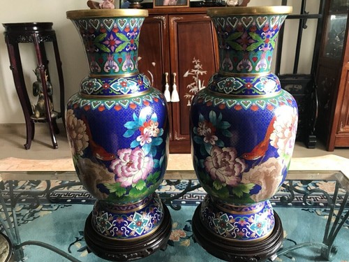 Cloisonne paire vases - vases, bronze