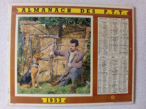 Calendrier postes 1953 chasse - calendrier, -chasse