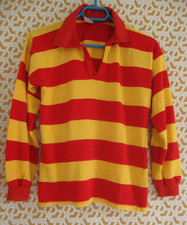 Maillot Rugby Rouge et Jaune Perpignan USAP Made in France vintage - 2 / XS
