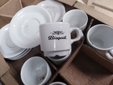 Set 6 tasses et 6 sous tasses café bisquit cognac empilable neuf expresso Ricard