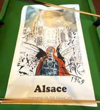 Affiche DALI - Alsace - 1970 - Chemins de fer SNCF - 62 x 99 cm - imp. Draeger